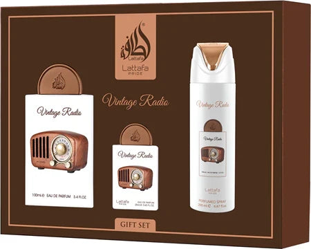 Lattafa Pride Vintage Radio giftset - productfoto 2 - Desertnote