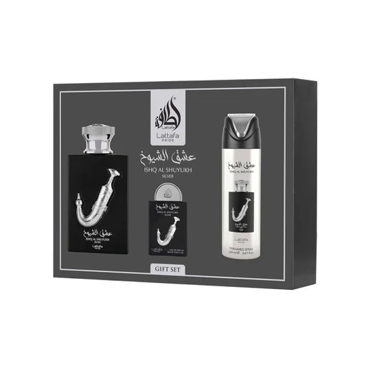 Lattafa Ishq Al Shuyukh Silver Gift Set - Desertnote