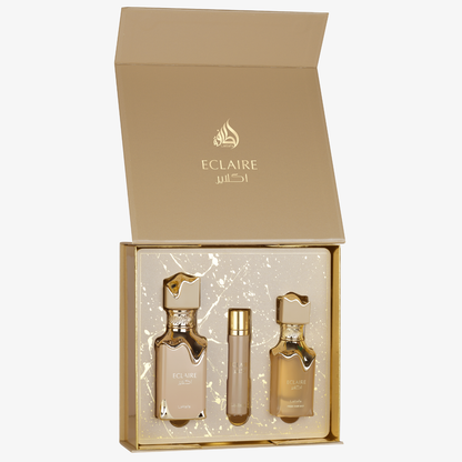 Lattafa Eclaire Gift Set met eau de parfum 100 ml, reisspray en hair mist - Desertnote